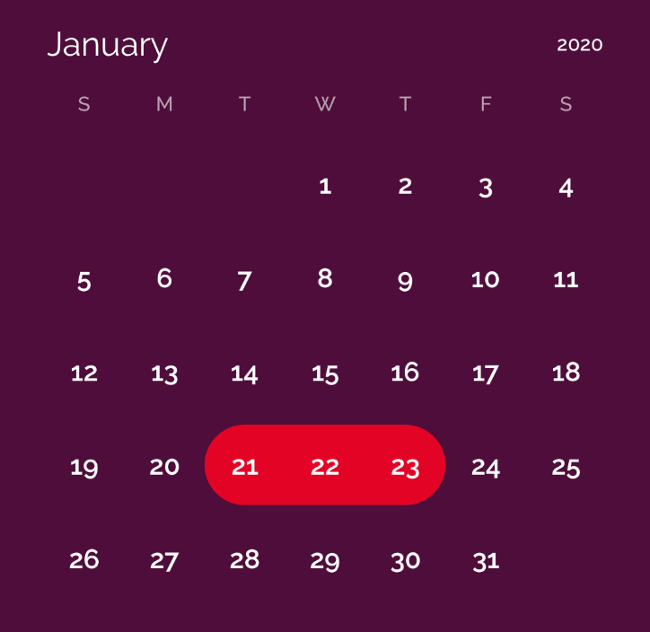 Crane calendar widget